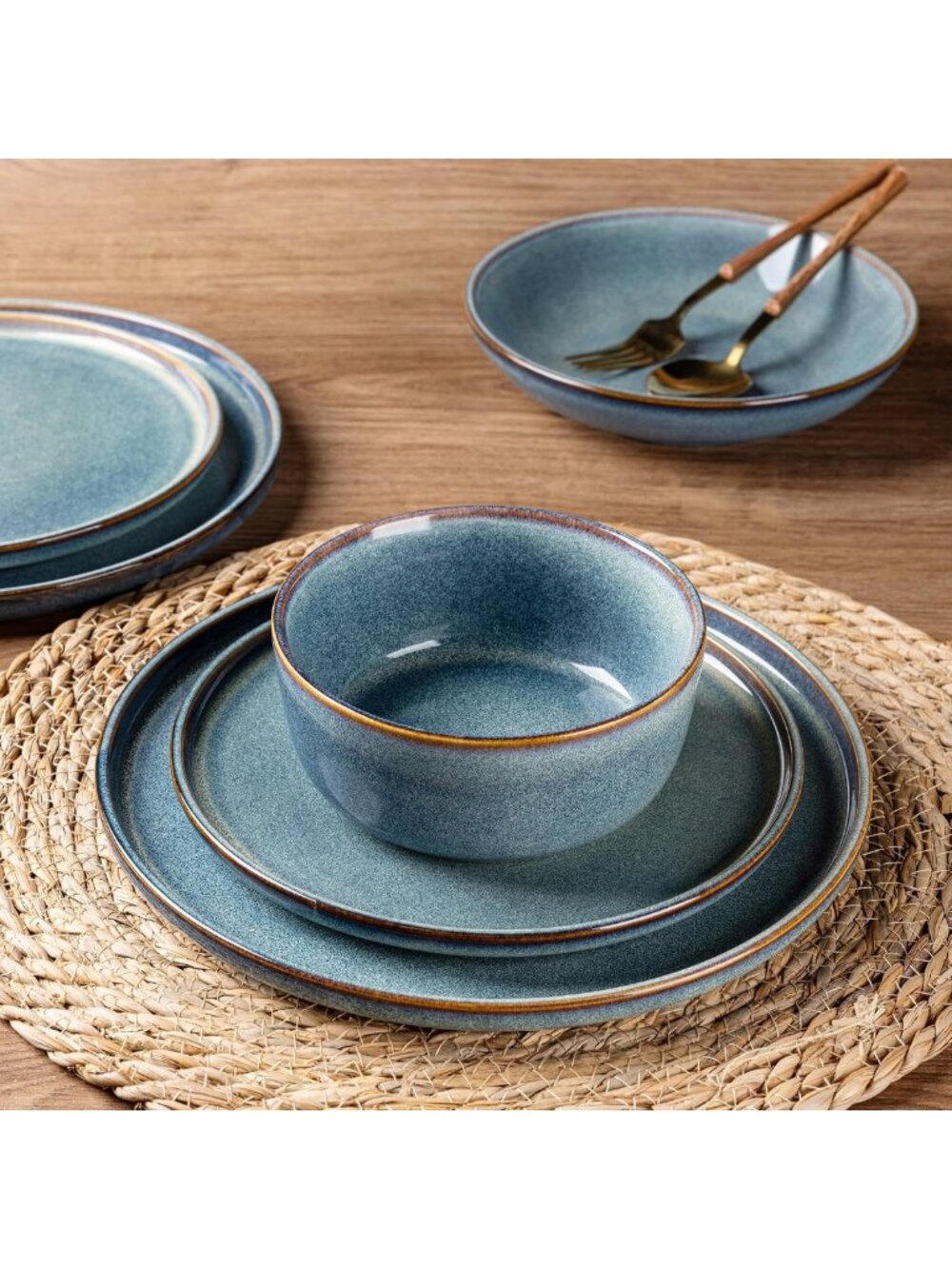 Set of 6 Stoneware Cereal & Soup Bowls, 26oz, Dishwasher & Microwave Safe - Picture 7 of 7